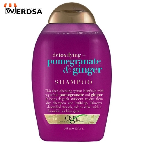 شامپو مو او جی ایکس مدل POMEGRANATE & GINGER حجم 385 میلی لیتر