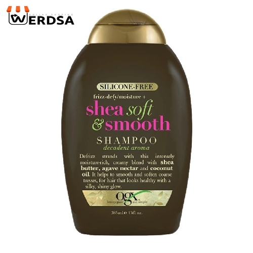 شامپو تقویت کننده مو او جی ایکس مدل Shea Soft & Smooth حجم 385 میلی لیتر
