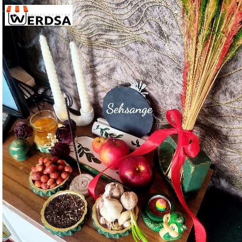 هفتسین سنگ مصنوعی پتینه طلایی سبز