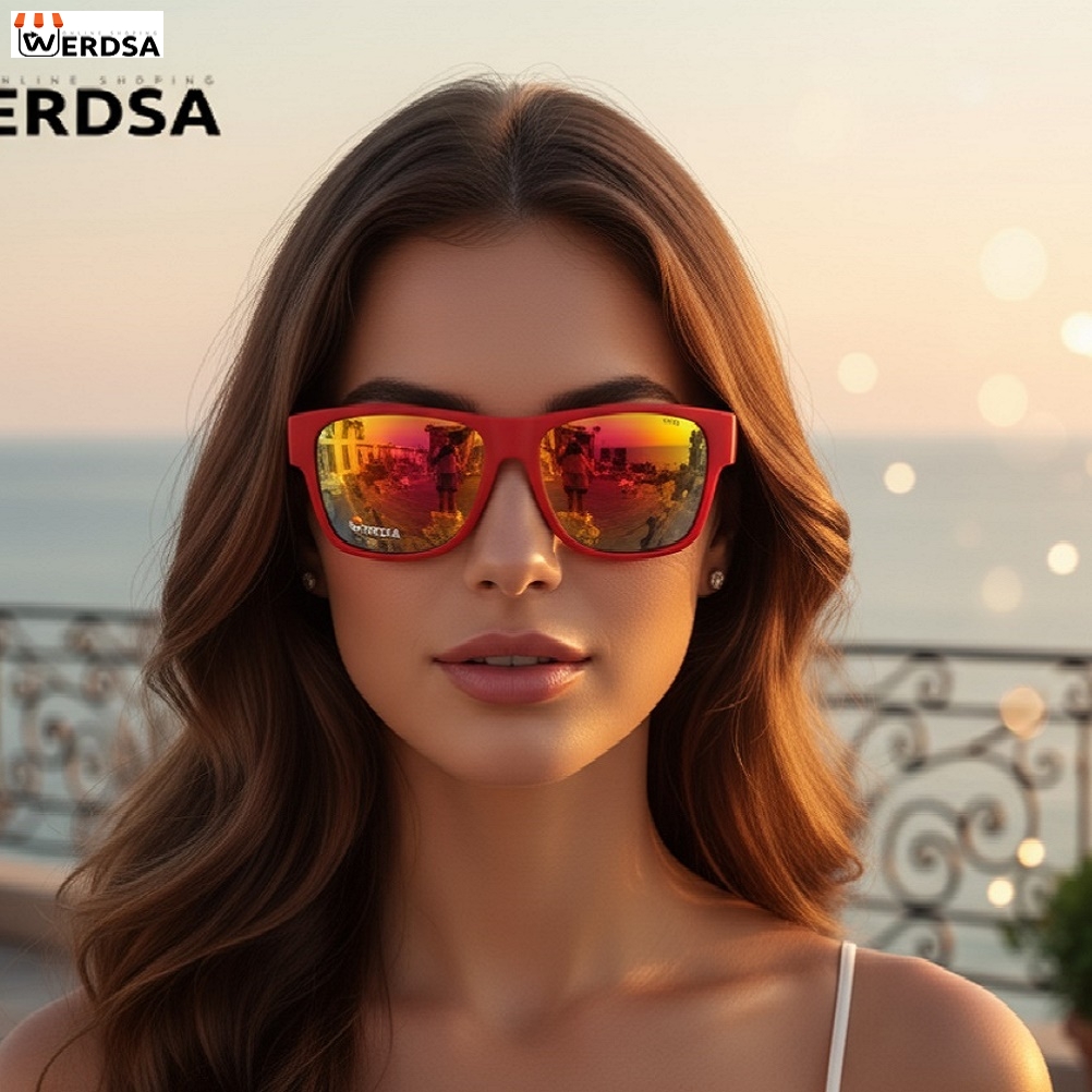 عینک آفتابی شیشه نارنجی فریم قرمز FOX براق کد 1404