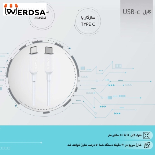 شارژر دیواری انکر مدل A2322 به همراه کابل لایتنینگ وUSB-C