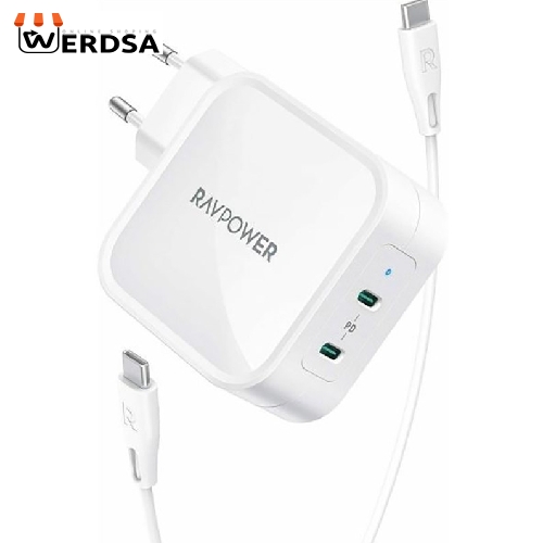 شارژر دیواری 90 وات راو پاور مدل RP-PC128 به همراه کابل USB-C