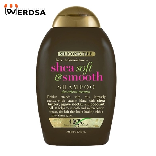 شامپو تقویت کننده مو او جی ایکس مدل Shea Soft &amp; Smooth حجم 385 میلی لیتر