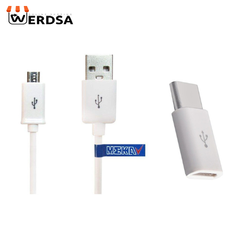 کابل تبدیل USB به microUSB مکا مدل MCU69 طول 1.5 متر به همراه مبدل microUSB به USB-C