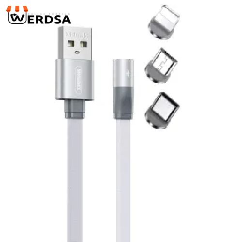 کابل تبدیل مغناطیسی USB به USB-C/microUSB/لایتنینگ ریمکس مدل Click&amp;Charge طول 1 متر