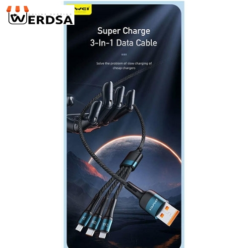 کابل تبدیل USB به microUSB /USB-C / لایتنینگ اوی مدل CL-972 طول 1.2 متر