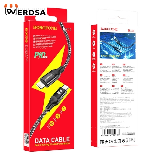 کابل تبدیل USB-C به لایتنینگ بروفون مدل BX56 20W طول 1 متر