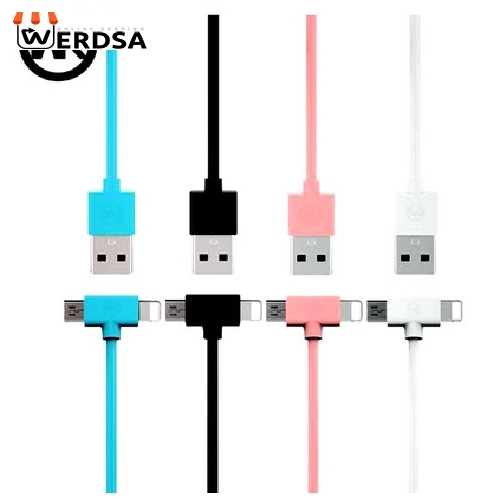 کابل تبدیل USB به microUSB/لایتنینگ دابلیو کی مدل AXE WDC-008 به طول 1 متر