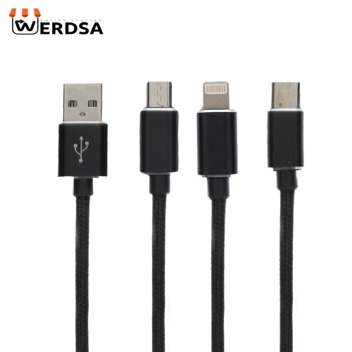 کابل تبدیل USB به microUSB / لایتنینگ / USB-C کملیون مدل CDC016 طول 1 متر