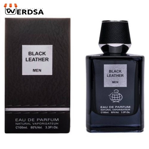 عطر ادکلن مردانه فراگرنس ورد مدل Black Leather حجم 100 میل ا Fragrance World Black Leather Eau De Parfum For men 100ml