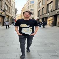 تیشرت آستین کوتاه ساده طرح اسکلت گل رز نگین دار مدل T70 محدود